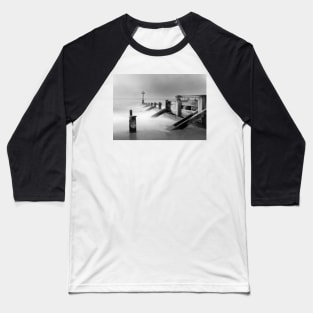 Seaton Sluice Groynes in Black and white Baseball T-Shirt